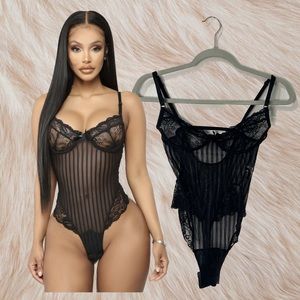 FASHION NOVA Black Lace Bodysuit